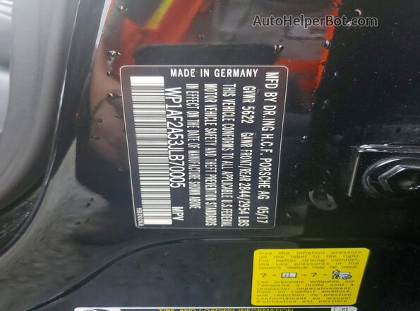 WP1AF2A53JLB70005 2018 PORSCHE MACAN Black VIN կոդի պիտակի տեսք