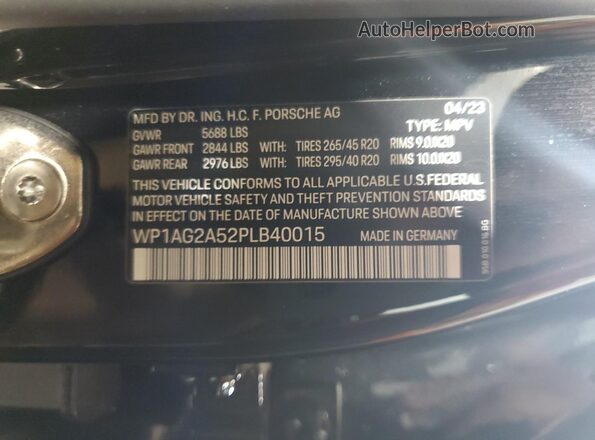 WP1AG2A52PLB40015 2023 PORSCHE MACAN Black 