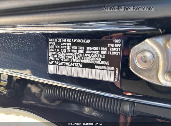 WP1BA2AY2MDA41376 2021 PORSCHE CAYENNE Blue ძრავის განყოფილების ხედი