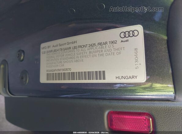 WUAASAFV0M1900570 2021 AUDI TT Gray Вид підкапотного простору