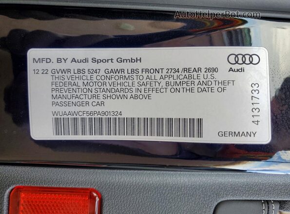 WUAAWCF56PA901324 2023 AUDI RS5 Black Շարժիչի բաժամունքի տեսք