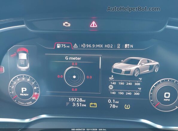 WUABAAFX5J7902204 2018 AUDI R8 Gray უკანა სავარძლების ხედი