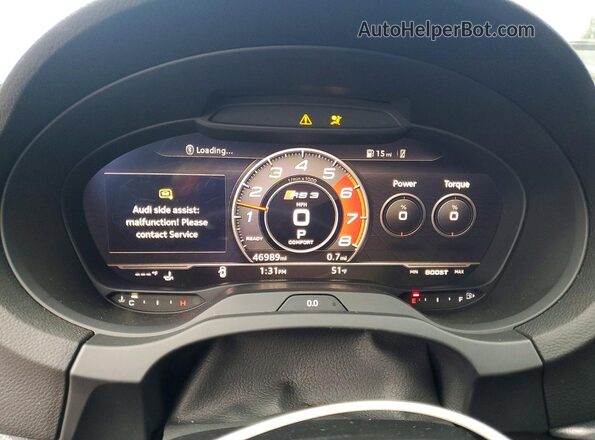 WUABWGFF3J1901938 2018 AUDI RS3 Blue ხელსაწყოთა პანელის ხედი