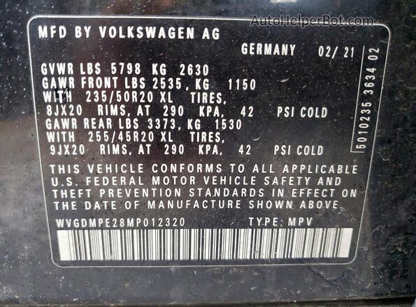 WVGDMPE28MP012320 2021 VOLKSWAGEN ID.4 Черный 