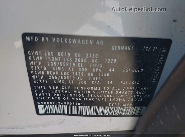 WVGGNPE24MP064859 2021 VOLKSWAGEN ID.4 White Vista del compartimento del motor