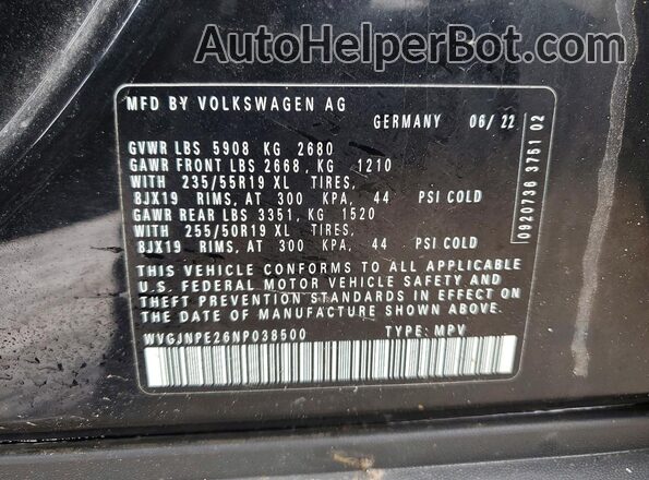 WVGJNPE26NP038500 2022 VOLKSWAGEN ID.4 Black 360 interior view