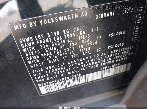 WVGTMPE22MP053019 2021 VOLKSWAGEN ID.4 Черный 