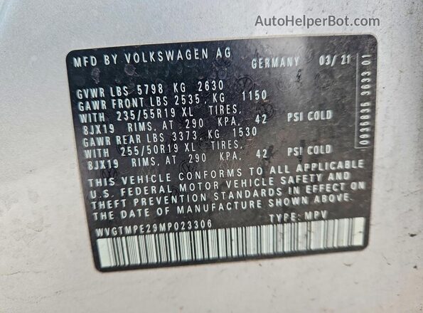 WVGTMPE29MP023306 2021 VOLKSWAGEN ID.4 Серебряный 