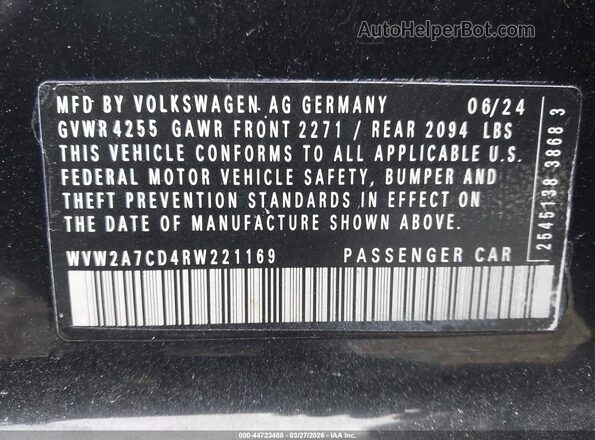 WVW2A7CD4RW221169 2024 VOLKSWAGEN GOLF Black Vista del compartimento del motor