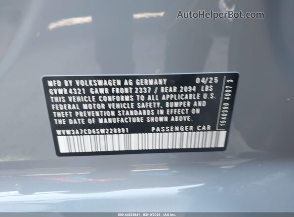 WVW3A7CD6SW228991 2025 VOLKSWAGEN GOLF Gray Engine compartment view