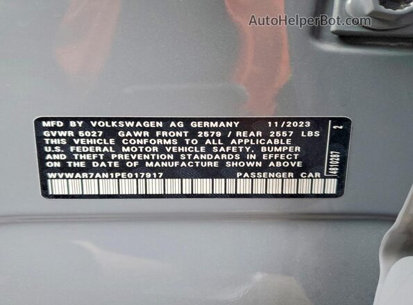WVWAR7AN1PE017917 2023 VOLKSWAGEN ARTEON Gray Շարժիչի բաժամունքի տեսք
