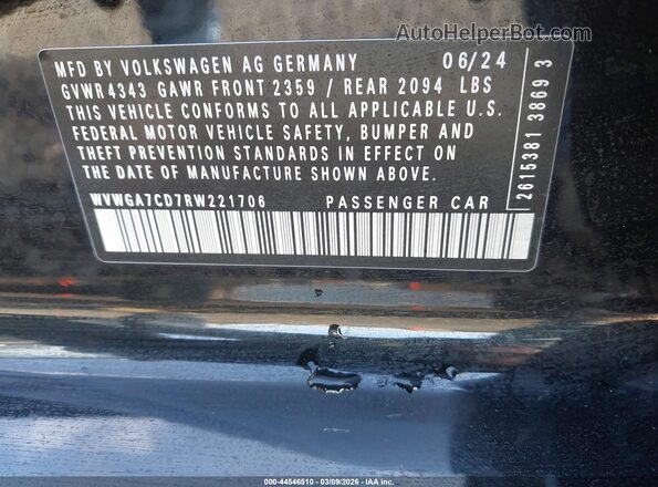 WVWGA7CD7RW221706 2024 VOLKSWAGEN GOLF Black Engine compartment view