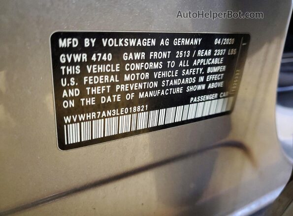 WVWHR7AN3LE018821 2020 VOLKSWAGEN ARTEON Silver Widok komory silnika