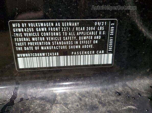 WVWN87CD8NW124348 2022 VOLKSWAGEN GTI Черный Вид наклейки с VIN-кодом