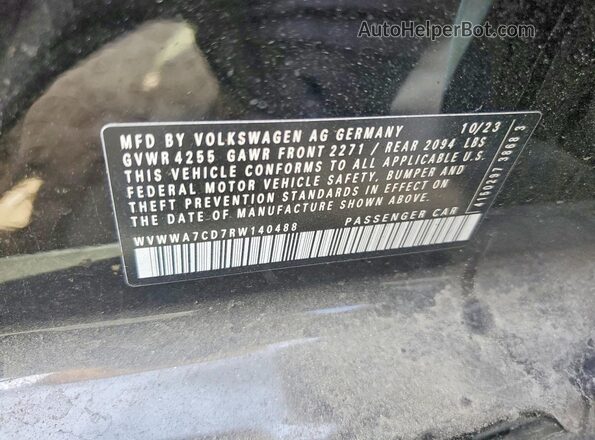 WVWWA7CD7RW140488 2024 VOLKSWAGEN GTI Black Widok naklejki z numerem VIN