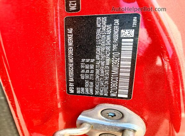 WZ1DB0C01MW039210 2021 TOYOTA GR Красный Вид подкапотного пространства