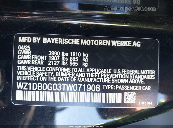 WZ1DB0G03TW071908 2026 TOYOTA GR SUPRA Black 