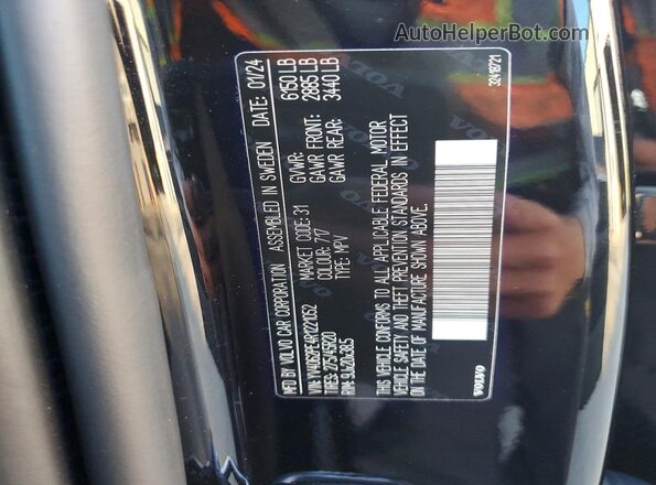 YV4062PE4R1221052 2024 VOLVO XC90 Black VIN sticker view