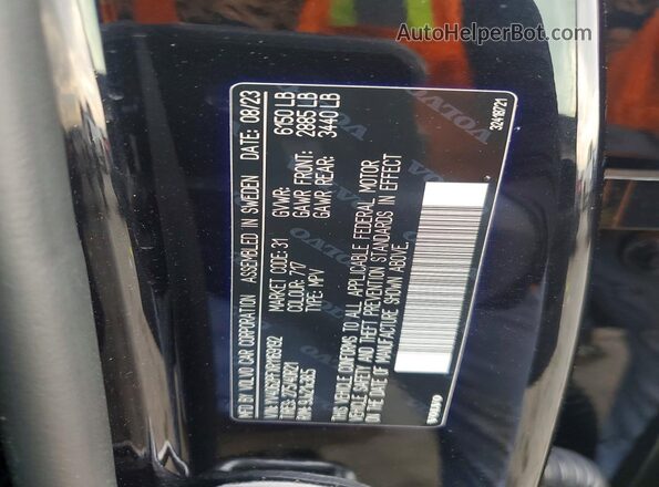YV4062PFXR1169192 2024 VOLVO XC90 Black Vista de la etiqueta del VIN
