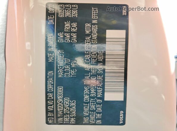 YV4102CK5N1830890 2022 VOLVO XC90 Белый Панорамный вид салона 360°