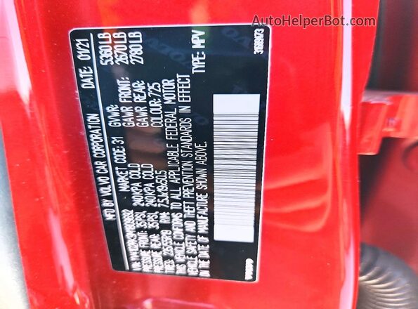 YV4102RK9M1809692 2021 VOLVO XC60 Red 