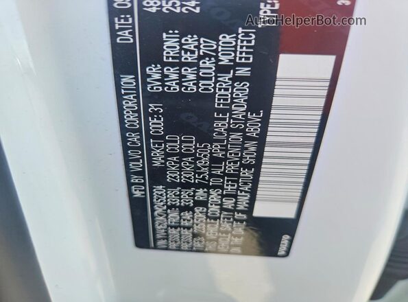YV4162UK7M2452304 2021 VOLVO XC40 Белый Вид наклейки с VIN-кодом