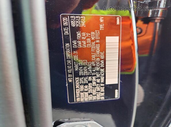 YV4162ULXM2401436 2021 VOLVO XC40 Black VIN sticker view