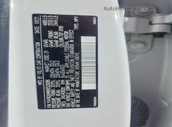 YV4162UM9M2529286 2021 VOLVO XC40 Белый Вид наклейки с VIN-кодом
