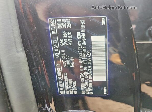 YV4A22PL2N1868123 2022 VOLVO XC90 Black Widok wnętrza 360 stopni