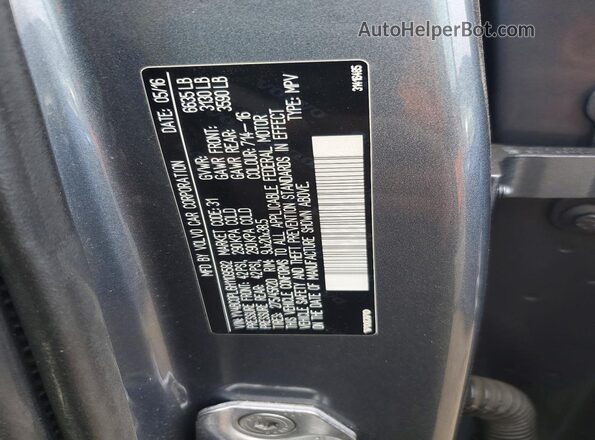 YV4BC0PL6H1109582 2017 VOLVO XC90 Gray Widok naklejki z numerem VIN