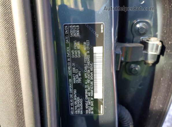 YV4L12RL0R1947563 2024 VOLVO XC60 Blue Вид наклейки з VIN-кодом