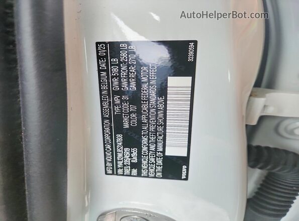 YV4L12WL8S2147808 2025 VOLVO V60 White Vista de la etiqueta del VIN