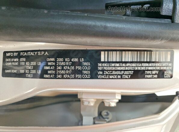ZACCJBAB9JPJ00757 2018 JEEP RENEGADE Silver 