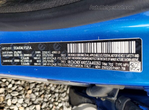 ZACNDFANXS3A46060 2025 DODGE OTHER Blue Вид наклейки з VIN-кодом