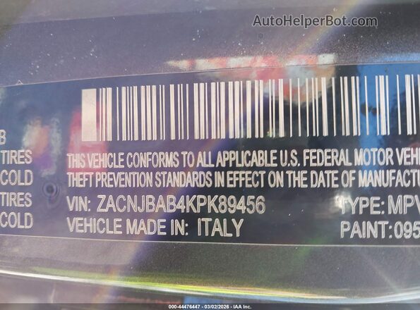 ZACNJBAB4KPK89456 2019 JEEP RENEGADE Brown Widok komory silnika