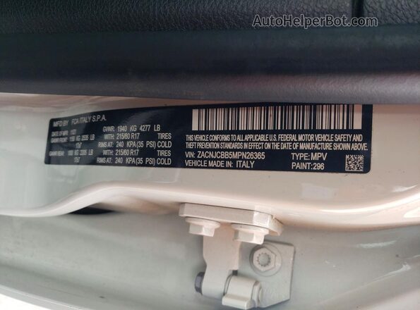 ZACNJCBB5MPN26365 2021 JEEP RENEGADE White VIN sticker view