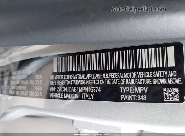 ZACNJDAB1MPN16374 2021 JEEP RENEGADE Silver Engine compartment view