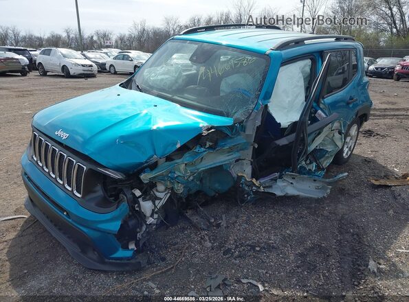 ZACNJDAB2MPM12167 2021 JEEP RENEGADE Turquoise წინა მარცხენა ხედი სამი მეოთხედიდან