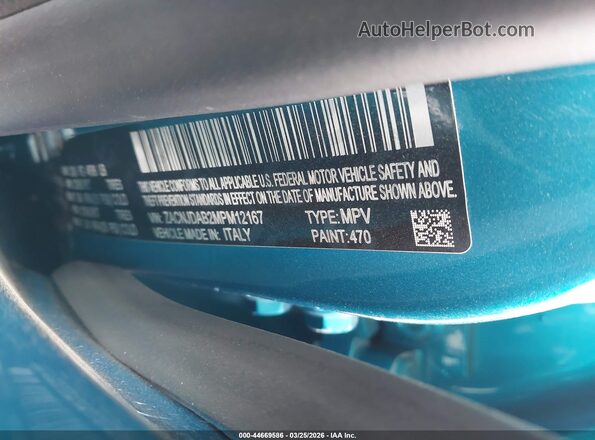 ZACNJDAB2MPM12167 2021 JEEP RENEGADE Turquoise ძრავის განყოფილების ხედი