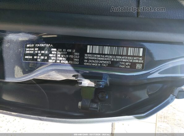 ZACNJDB12NPN83573 2022 JEEP RENEGADE Blue Вид підкапотного простору