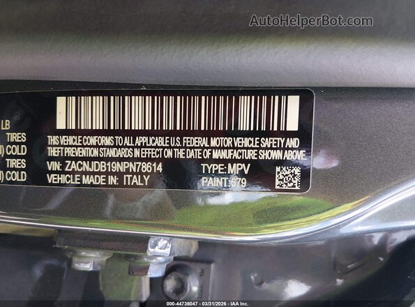 ZACNJDB19NPN78614 2022 JEEP RENEGADE Gray Engine compartment view