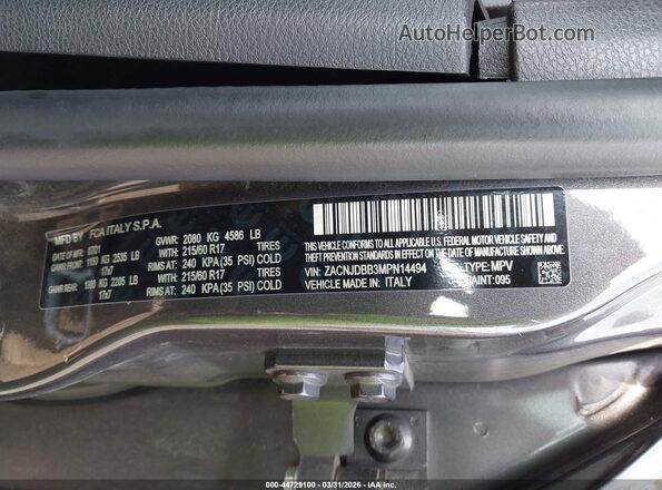 ZACNJDBB3MPN14494 2021 JEEP RENEGADE Gray 