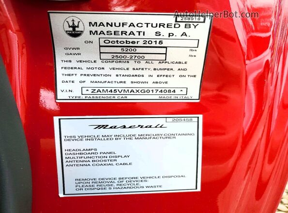 ZAM45VMAXG0174084 2016 MASERATI GRANTURISM Red Вид підкапотного простору