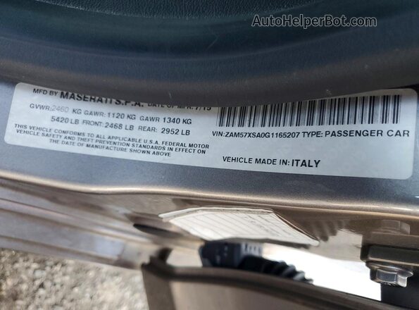 ZAM57XSA0G1165207 2016 MASERATI GHIBLI Gray Engine compartment view