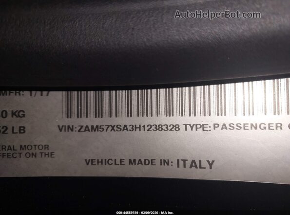 ZAM57XSA3H1238328 2017 MASERATI GHIBLI Black 