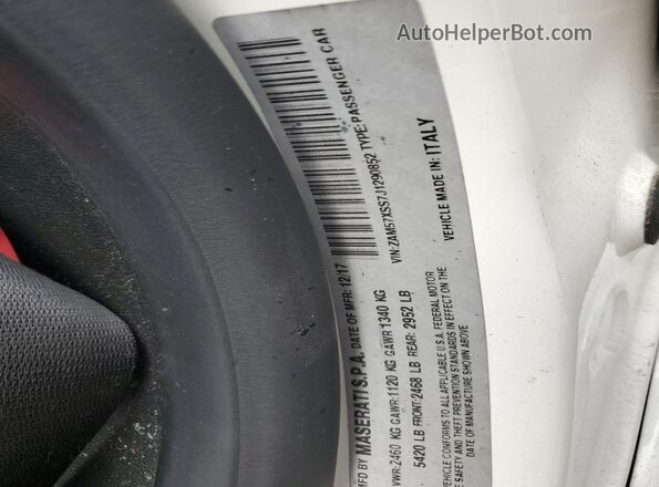 ZAM57XSS7J1290852 2018 MASERATI GHIBLI White 
