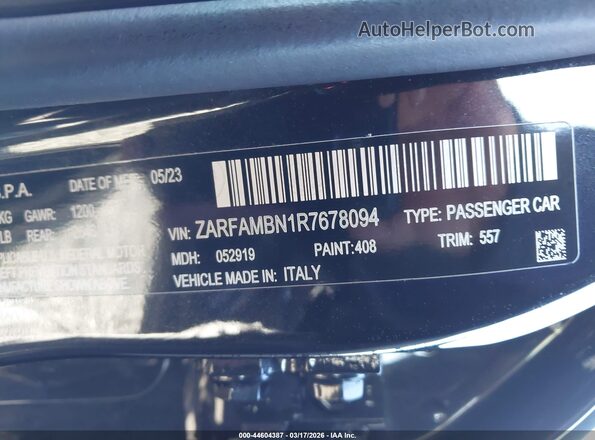 ZARFAMBN1R7678094 2024 ALFA ROMEO GIULIA Черный Вид подкапотного пространства