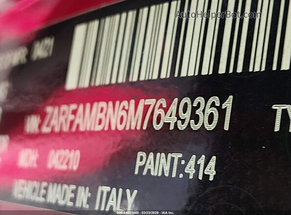 ZARFAMBN6M7649361 2021 ALFA ROMEO GIULIA Красный Вид подкапотного пространства