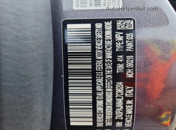 ZASPAJAN4L7C96204 2020 ALFA ROMEO STELVIO Серый Вид наклейки с VIN-кодом