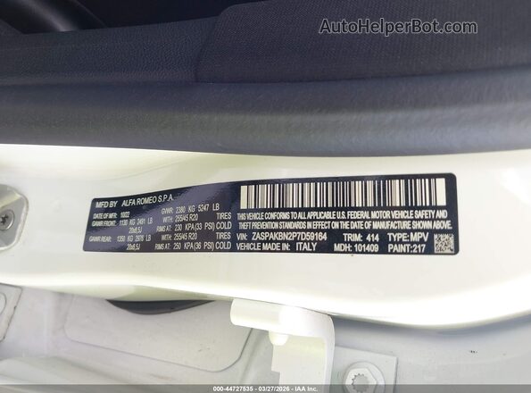 ZASPAKBN2P7D59164 2023 ALFA ROMEO STELVIO White Вид підкапотного простору